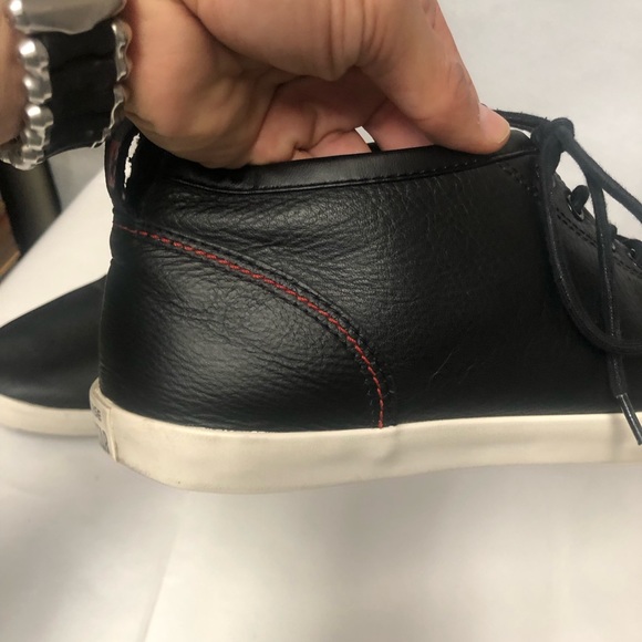 CONVERSE Black Street Textured Leather Low Top Sneaker like new Sz 13 pebbled - Picture 2 of 9